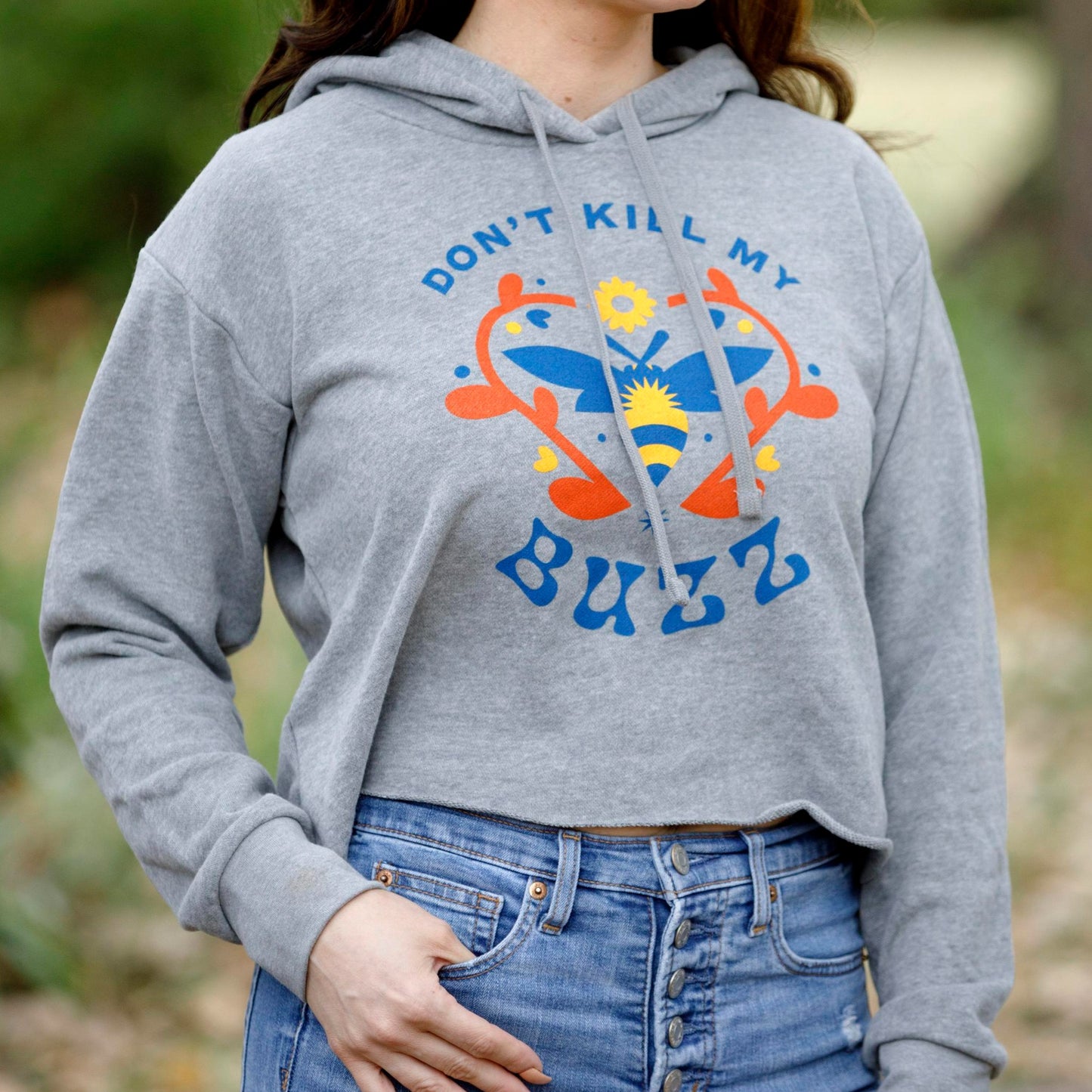 Don't Kill My Buzz Women's Raw Edge Crop Hoodie