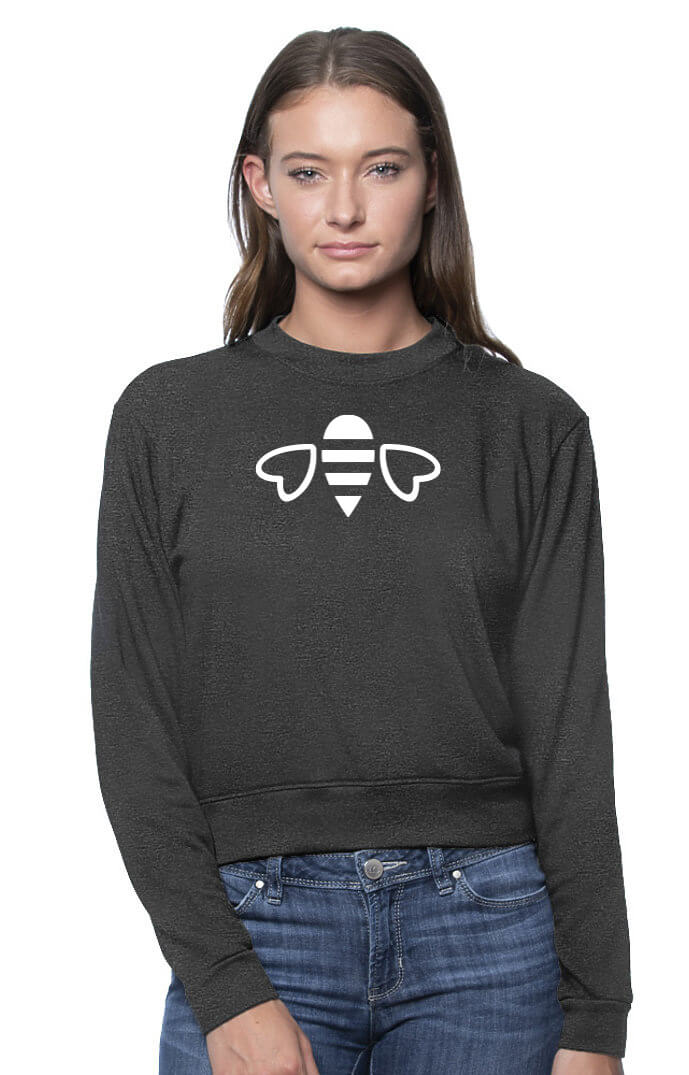 Heather Coal sweatshirt worn on model