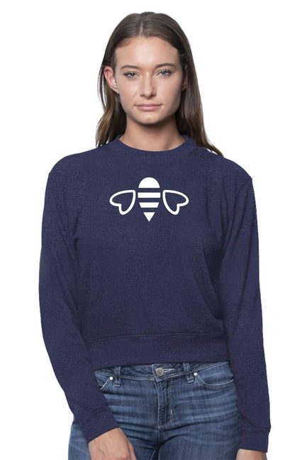 Heather Dusk sweatshirt worn on model